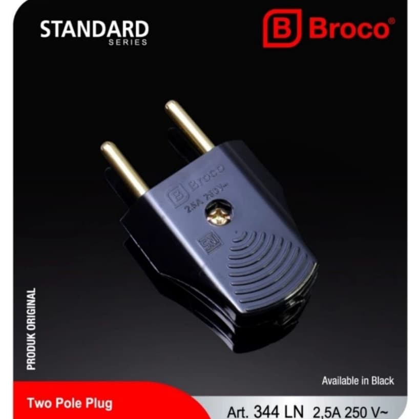 BROCO Steker Gepeng Hitam Art.344 LN 2,5A 250V~