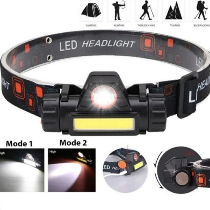 Senter Kepala Led Cree Lampu COB Magnet Rechargeable
