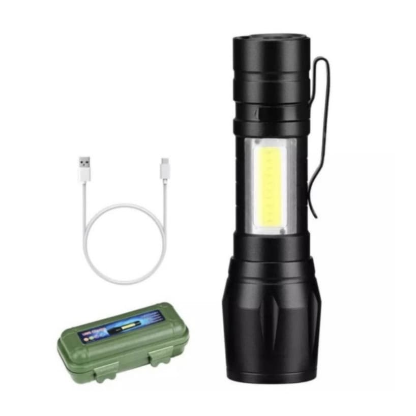 Senter Swat Mini Led Zoom Swat Police Light COB Rechargeable Full Aluminium Alloy