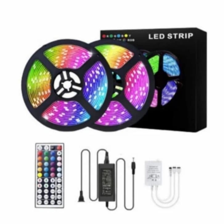 Led Strip 5050 RGB Komplit Remote+Controller Modul+Adaptor 12V 3A Panjang 8M