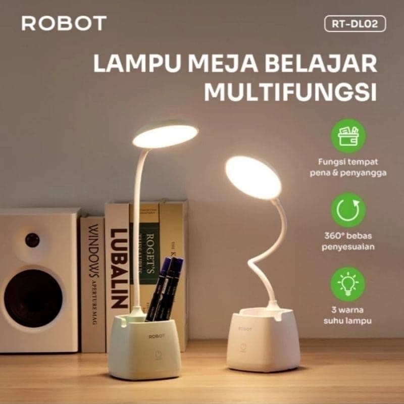 Robot RT-DL02 Lampu Meja Belajar Flexible Rechargeable Multifungsi