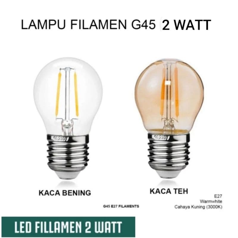 Lampu LED Filamen 2Watt Bohlam Edison G45 Bulb E27