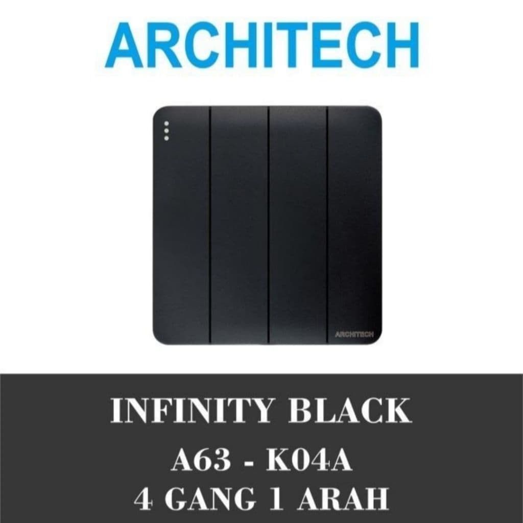 Architech Infinity Series Black A63-K04A Saklar Kwarted 4 Gang 1 Arah