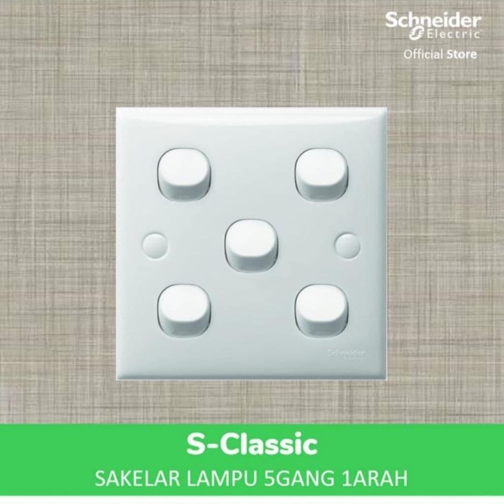Schneider Electric S-Classic Saklar Lampu 5 Gang 1 Arah- E35_1_2AR_WE_G3 White