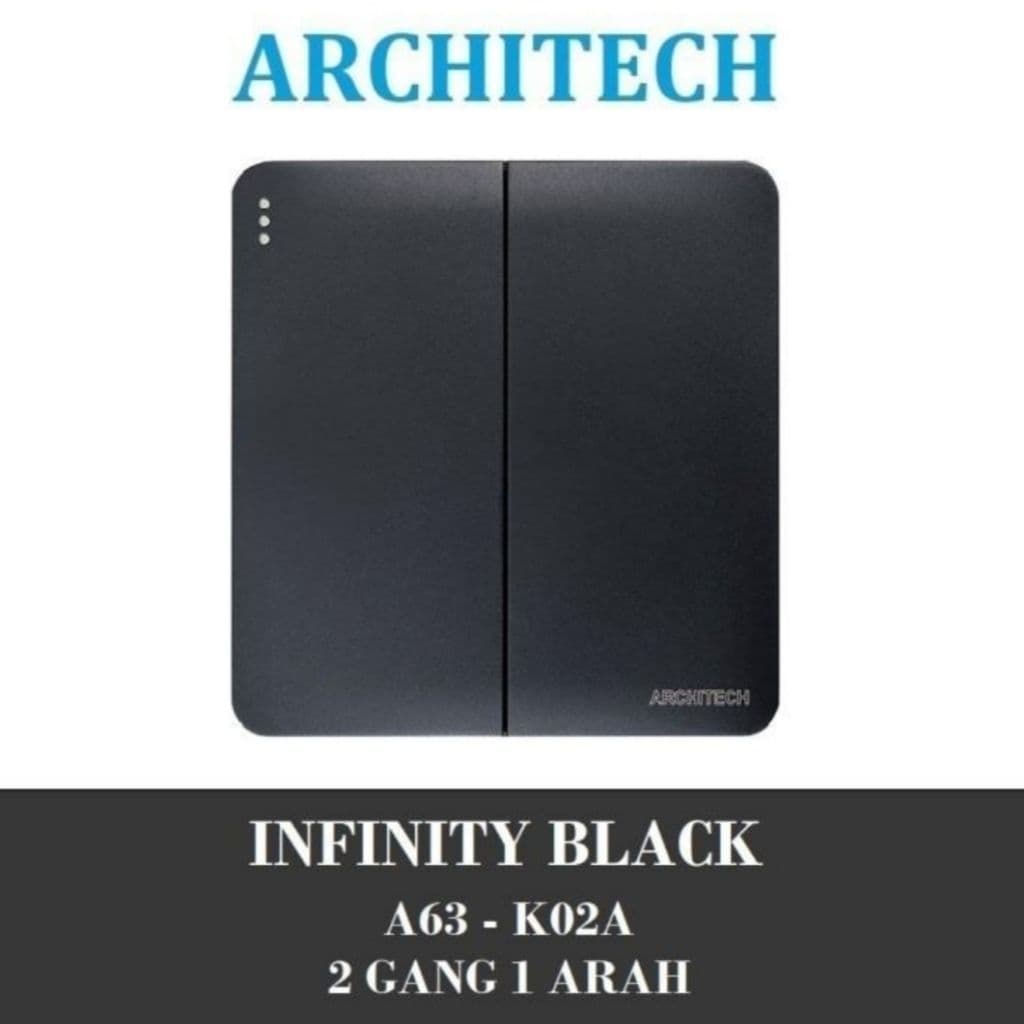 Architech Infinity Series Black A63-K02A Saklar Seri 2 Gang 1 Arah dan 2 Arah