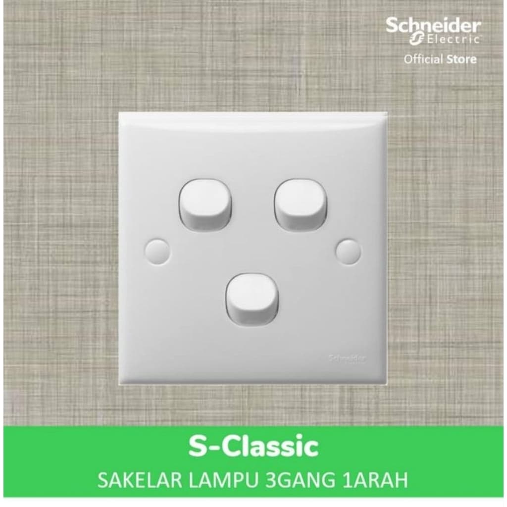 Schneider Electric S-Classic Saklar Lampu 3 Gang 1 Arah-E33_1_2AR_WE_G3 White