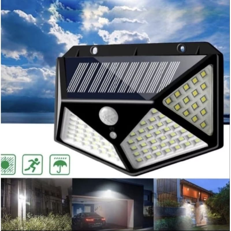 Lampu Solar 100 LED Tenaga Surya Sensor Gerak 3Mode Outdoor