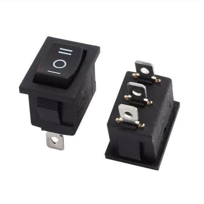 Rocker Switch 3Pin Segi On Off On Hitam ( Tanpa Lampu )