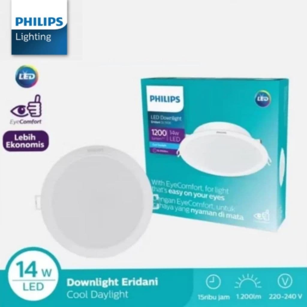 Lampu Philips Downlight Eridani LED11 D150 14W 6500K Cool Daylight Putih
