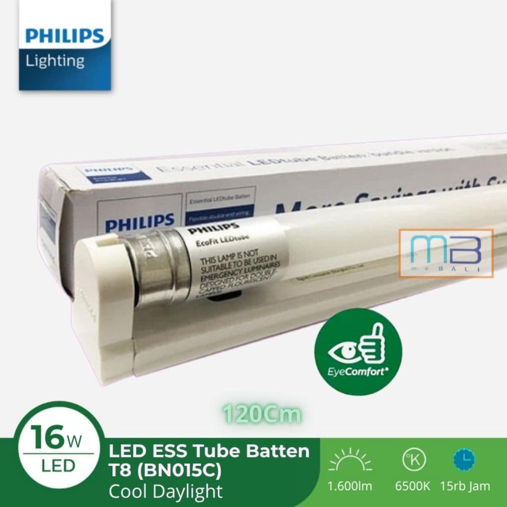 Philips TL LED 16 Watt Set BN015C Neon T8 1200mm 120cm 765 6500K Putih