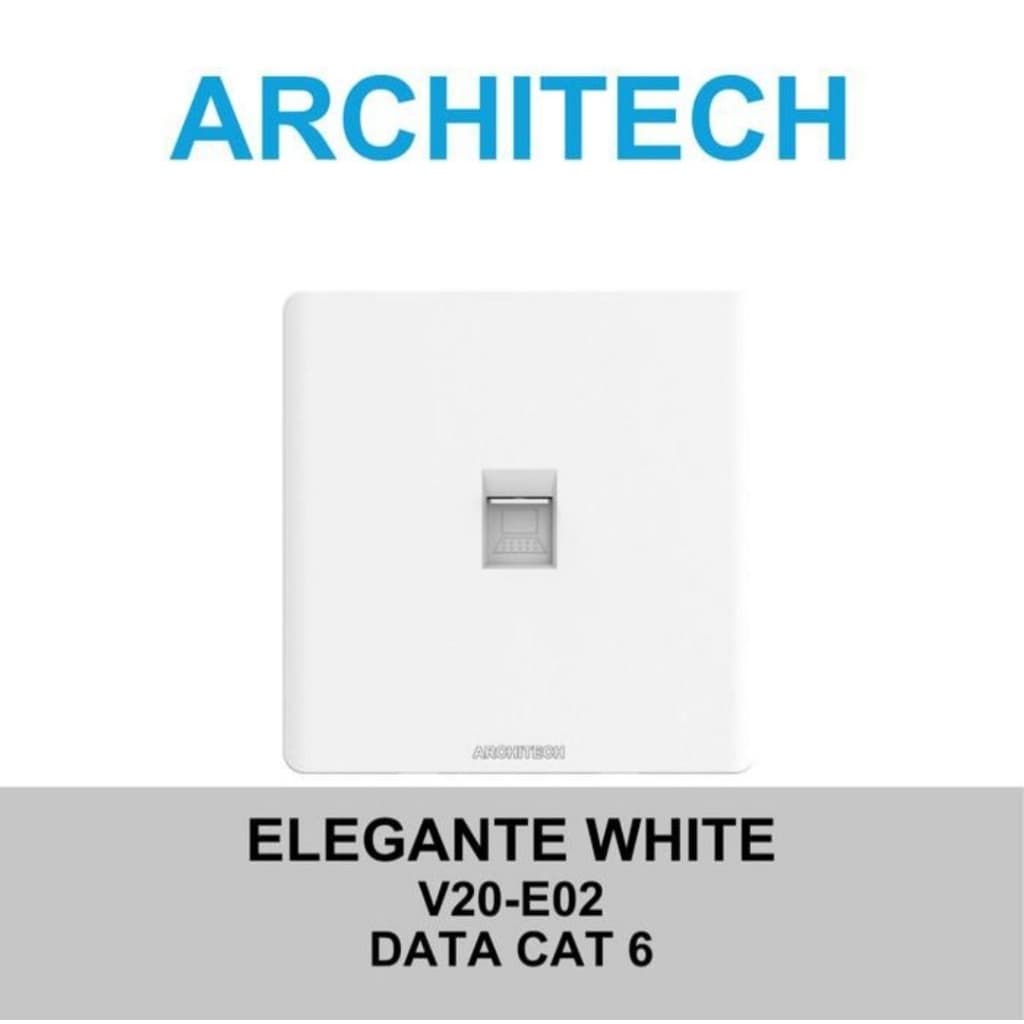 Architech Elegante Series White V20-E02 Stop Kontak/Jack/Outlet Data Cat 6