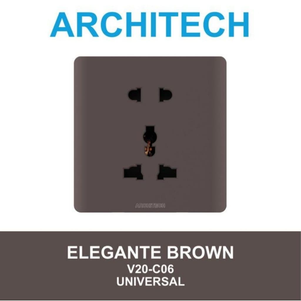 Architech Elegante Brown V20-C06 Stop Kontak Colokan Universal
