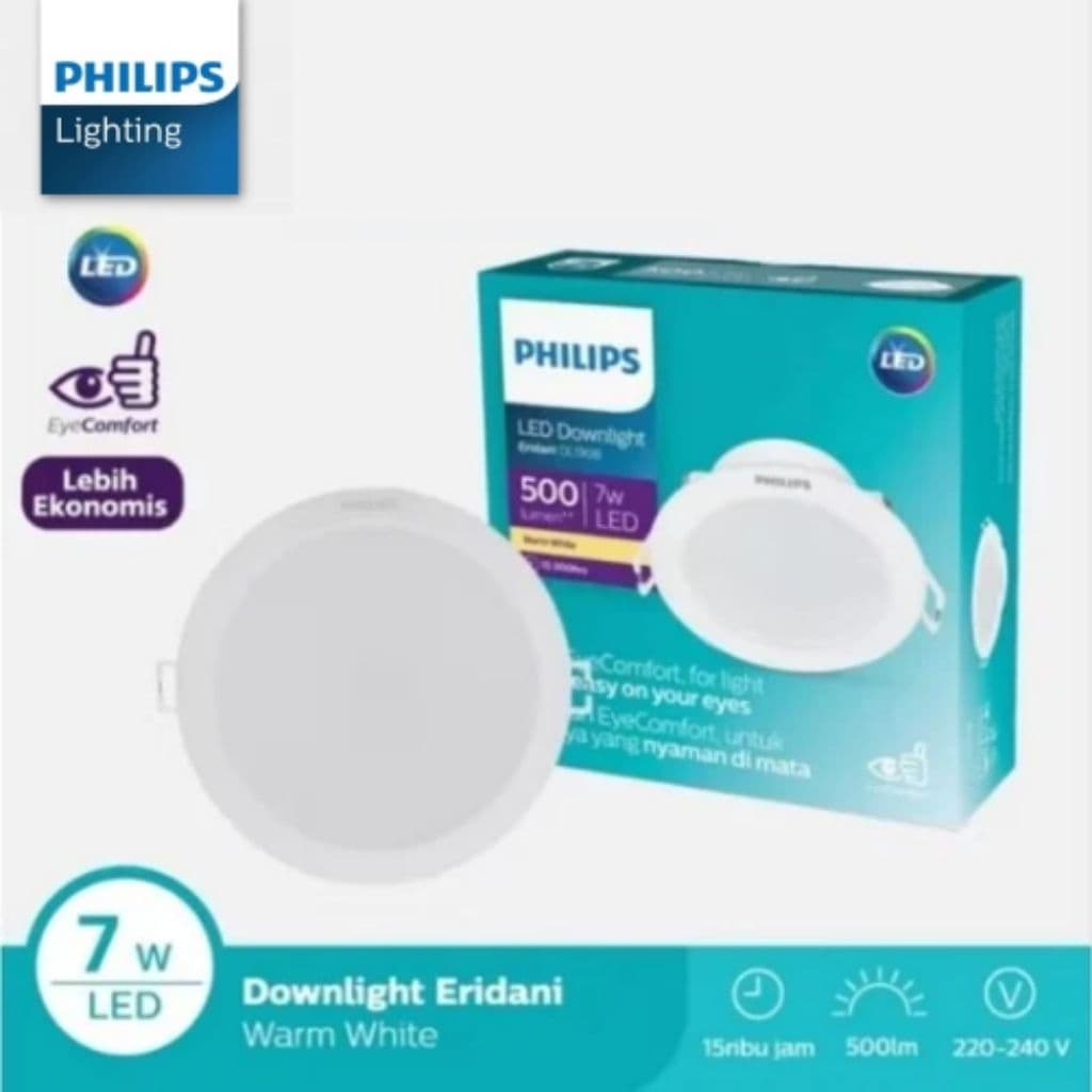 Lampu Philips Downlight Eridani LED6 D100 7W 3000K Kuning
