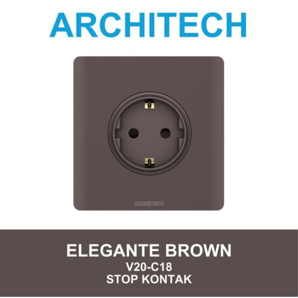 Architech Elegante Brown V20-C18 Stop Kontak Colokan Listrik