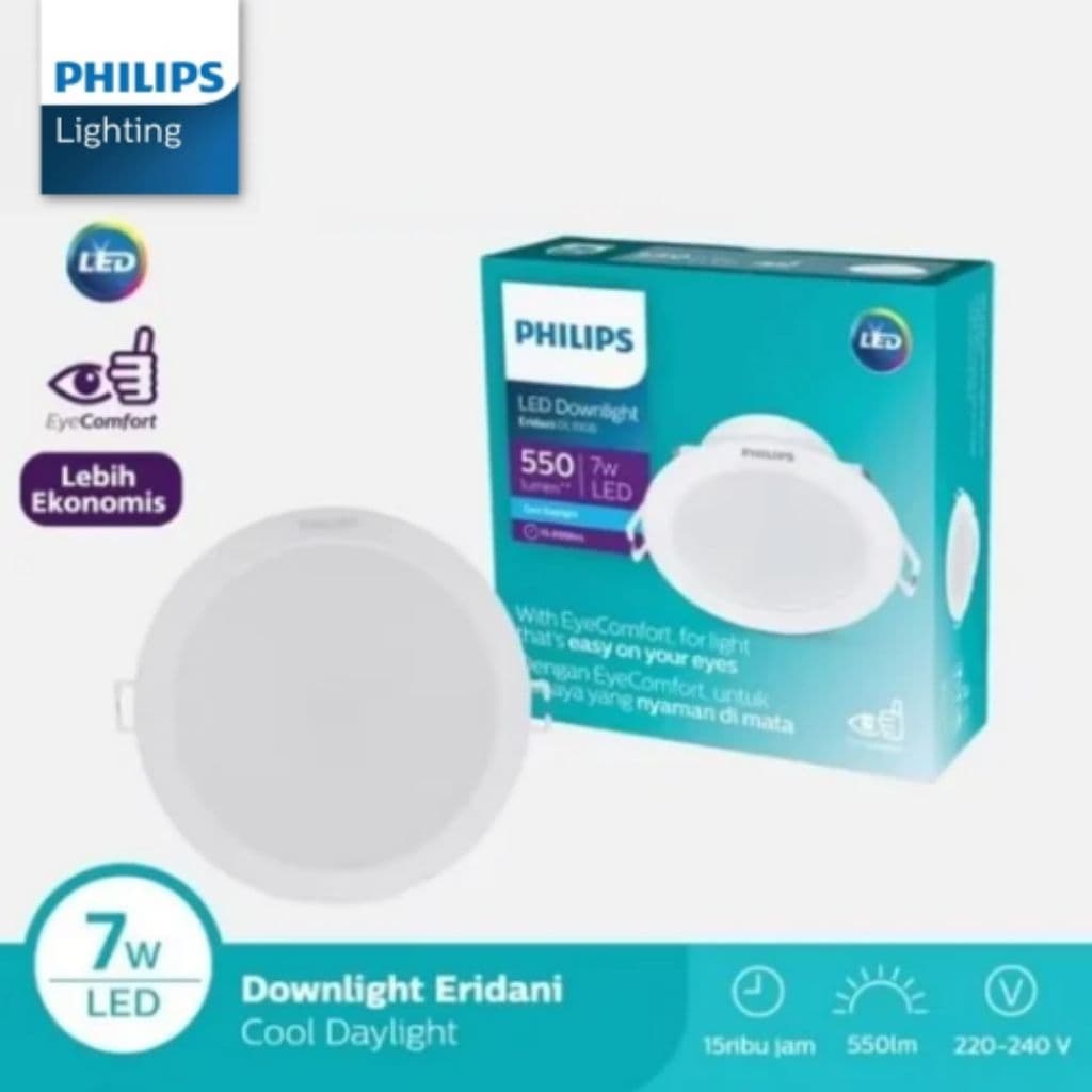 Lampu Philips Downlight Eridani LED6 D100 7W 6500K Putih