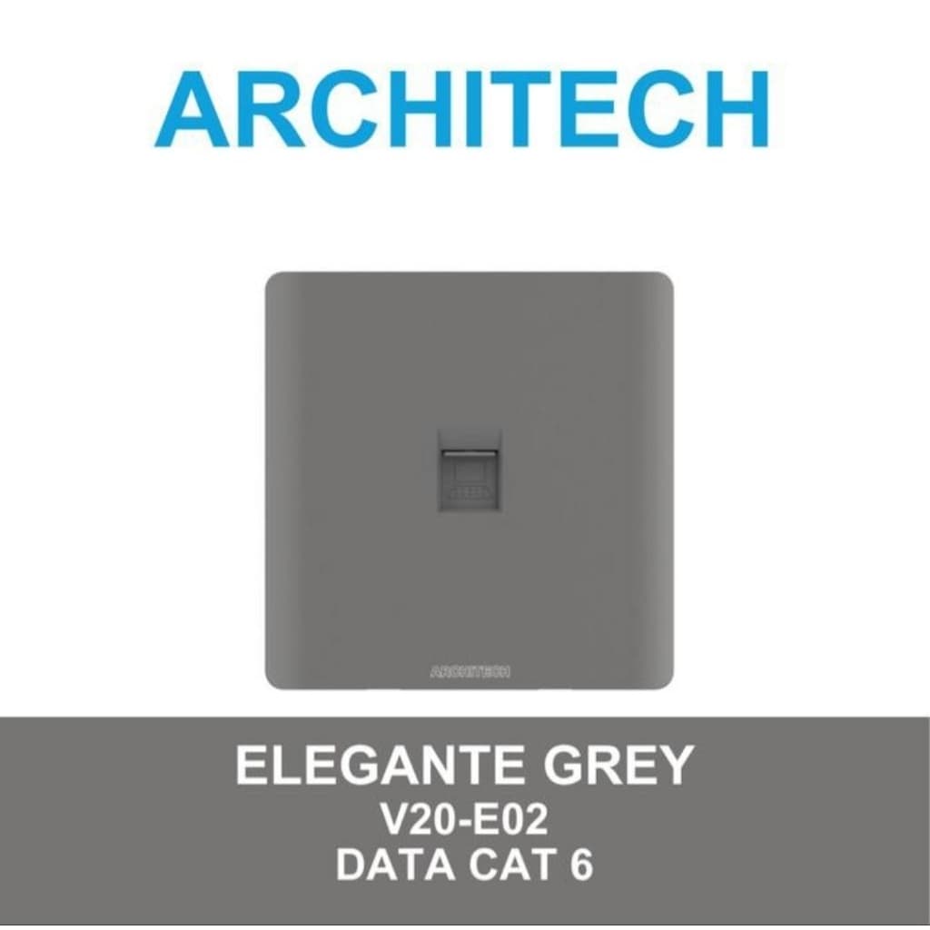Architech Elegante Series Grey V20-E02 Stop Kontak/Jack/Outlet Data Cat 6