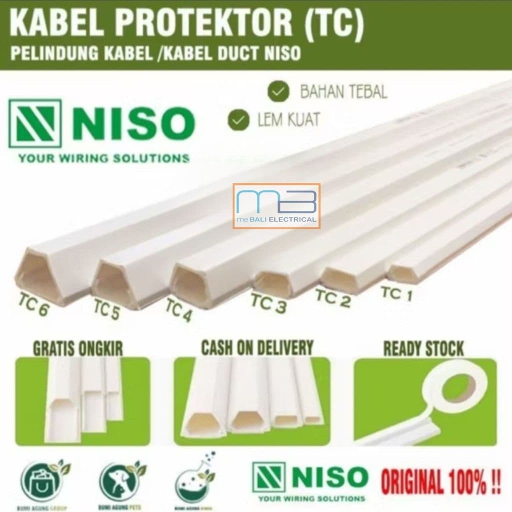 Niso Ducting TC + Double Tape Kabel Protektor TC-1 TC-2 TC-3 TC-4 TC-5 TC-6 Panjang 1 Meter