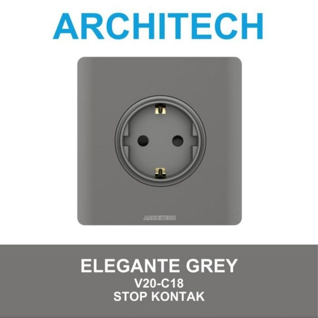 Architech Elegante Series Grey V20-C18 Stop Kontak Colokan Listrik