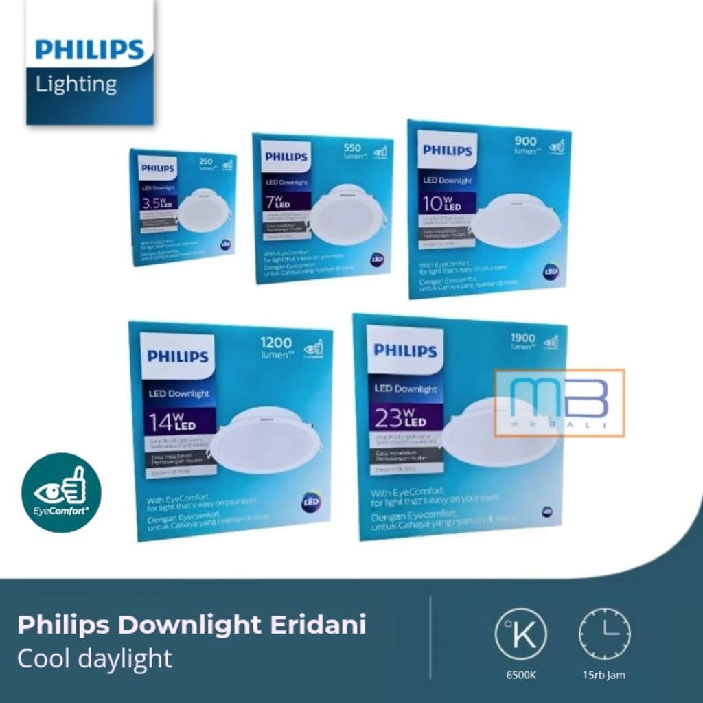 Lampu Philips Led Donwlight Eridani DL190B 3.5W 7W 10W 14W 23W 865 6500K Cool Daylight Putih