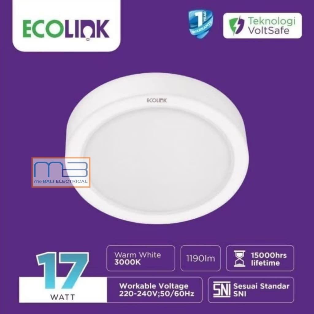 Ecolink Downlight Led Outbow Bulat Round Surface Mounted D150 17 Watt