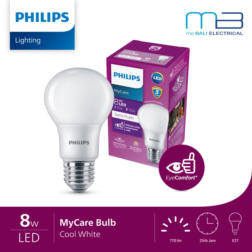 Lampu Philips LED Bulb MyCare Bohlam LED 8W 10W 12W E27 4000K Natural White Semi Putih