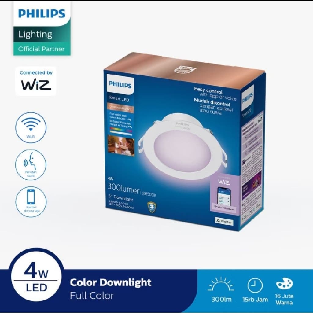 Philips Lampu Smart Led Downlight RGB 4W/RD3 7W/RD4 11W/RD5 14W/RD6 822-65