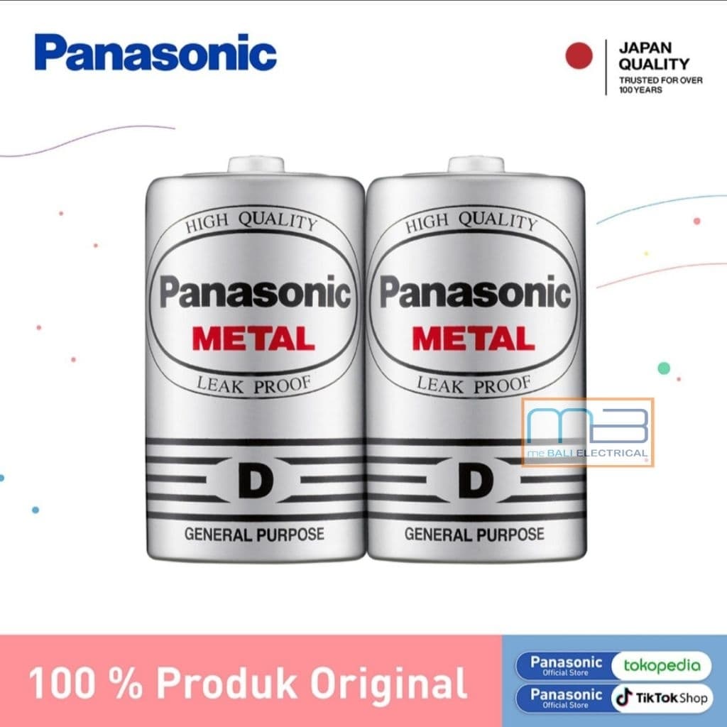 Battery Panasonic Metal R20 Size D Manganese Per 1Pcs