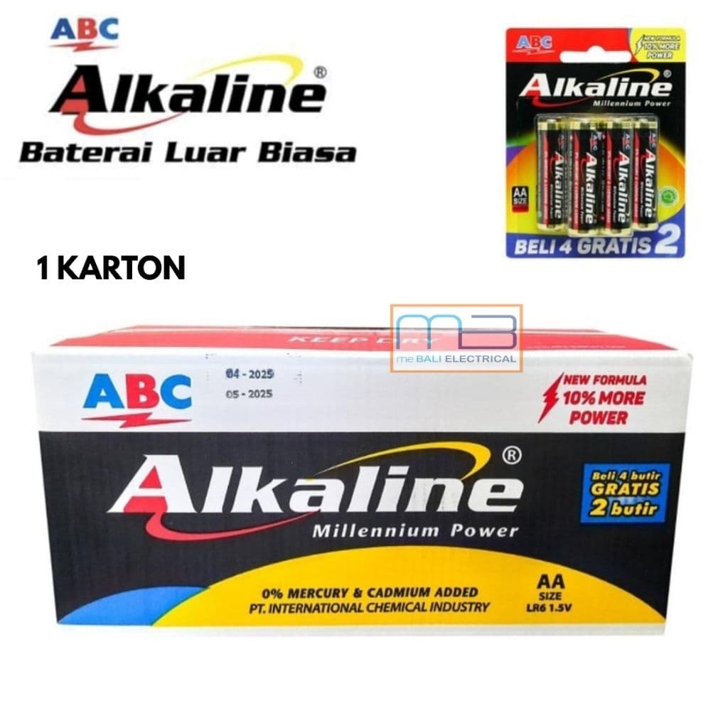 1 Karton Battery ABC Alkaline AA A2 LR06 Isi 6 72 Hanger