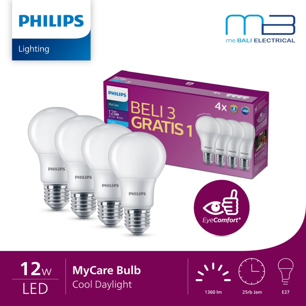 Lampu Philips 12Watt Multipack Bulb MyCare Paket 4Pcs