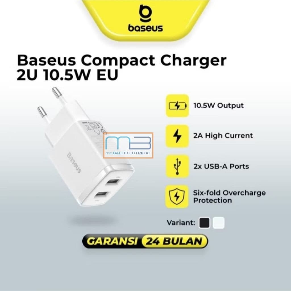 Baseus Compact Charger 2U 10.5W EU Adapter Colokan