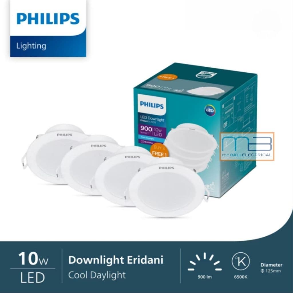 Lampu Philips Downlight Multipack Eridani Led8 D125 10W 6500K Cool Daylight Putih & 3000K Warm White Kuning