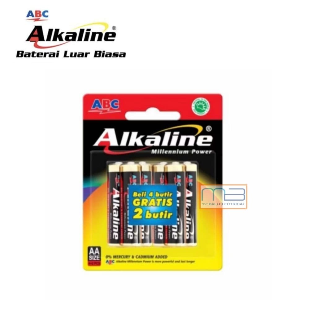 Battery ABC Alkaline AA A2 LR06 Isi 6