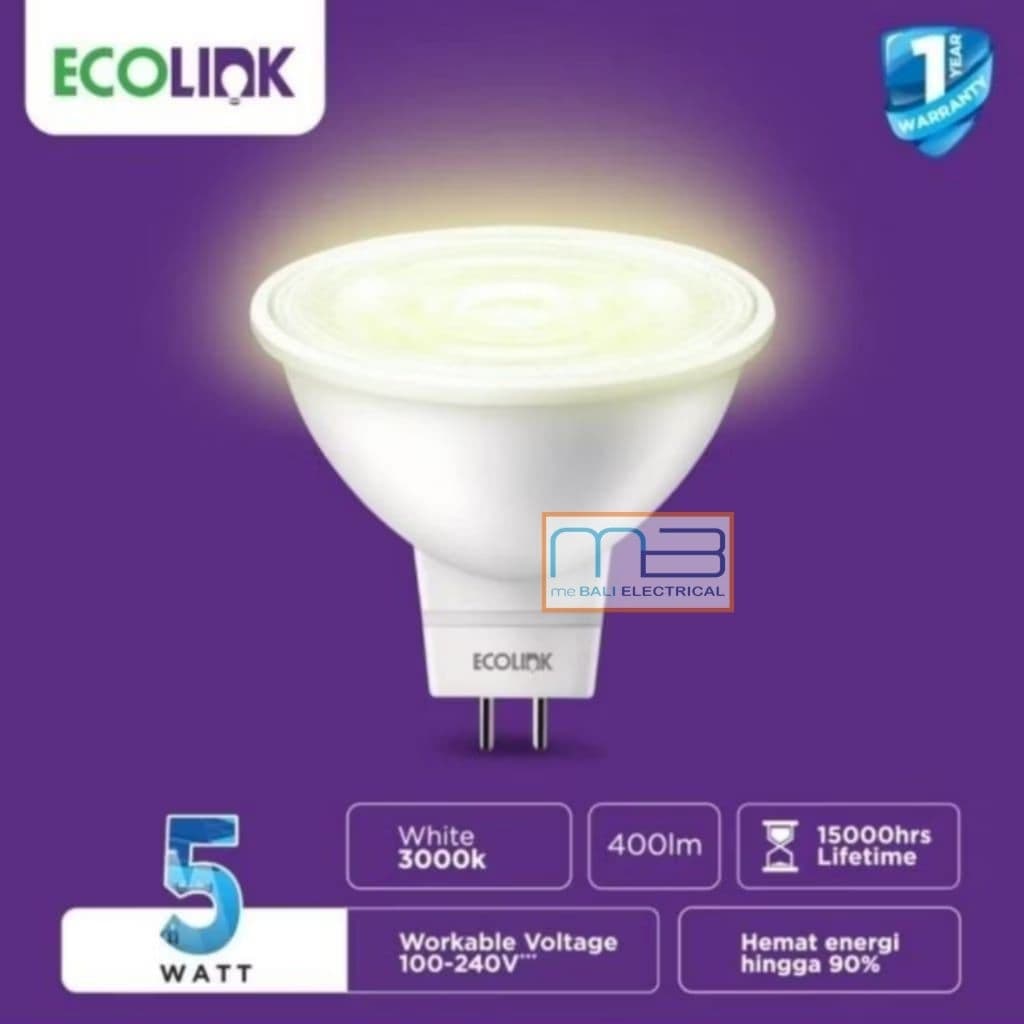Ecolink Lampu Sorot Spotlight Led MR16 5W-50W 36D Warm White 3000K