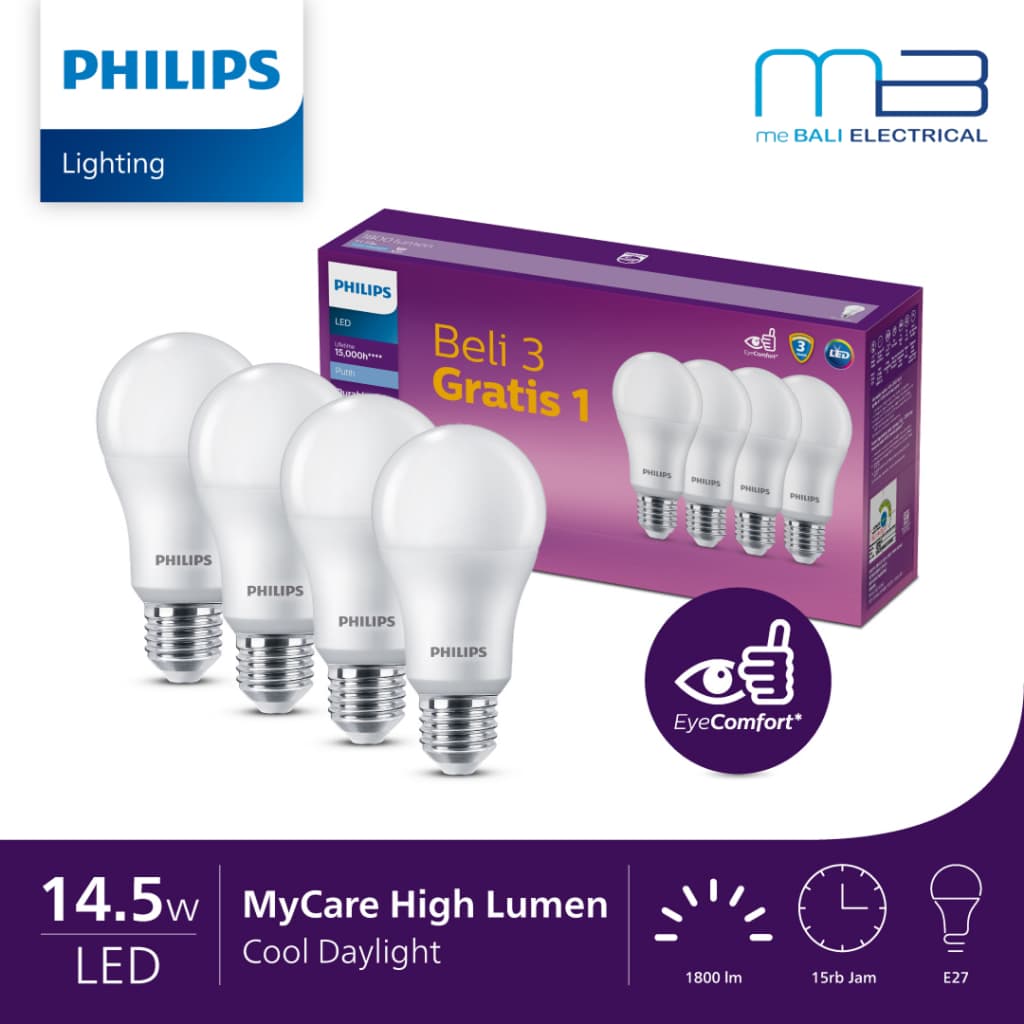 Lampu Philips 14.5Watt Multipack Bulb MyCare Paket 4Pcs