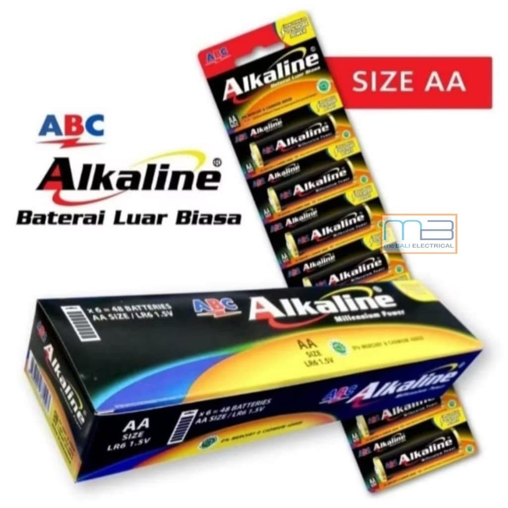 Battery ABC Alkaline LR06 A2 AA Kemasan Renceng Harga Ecer Per 1Pcs