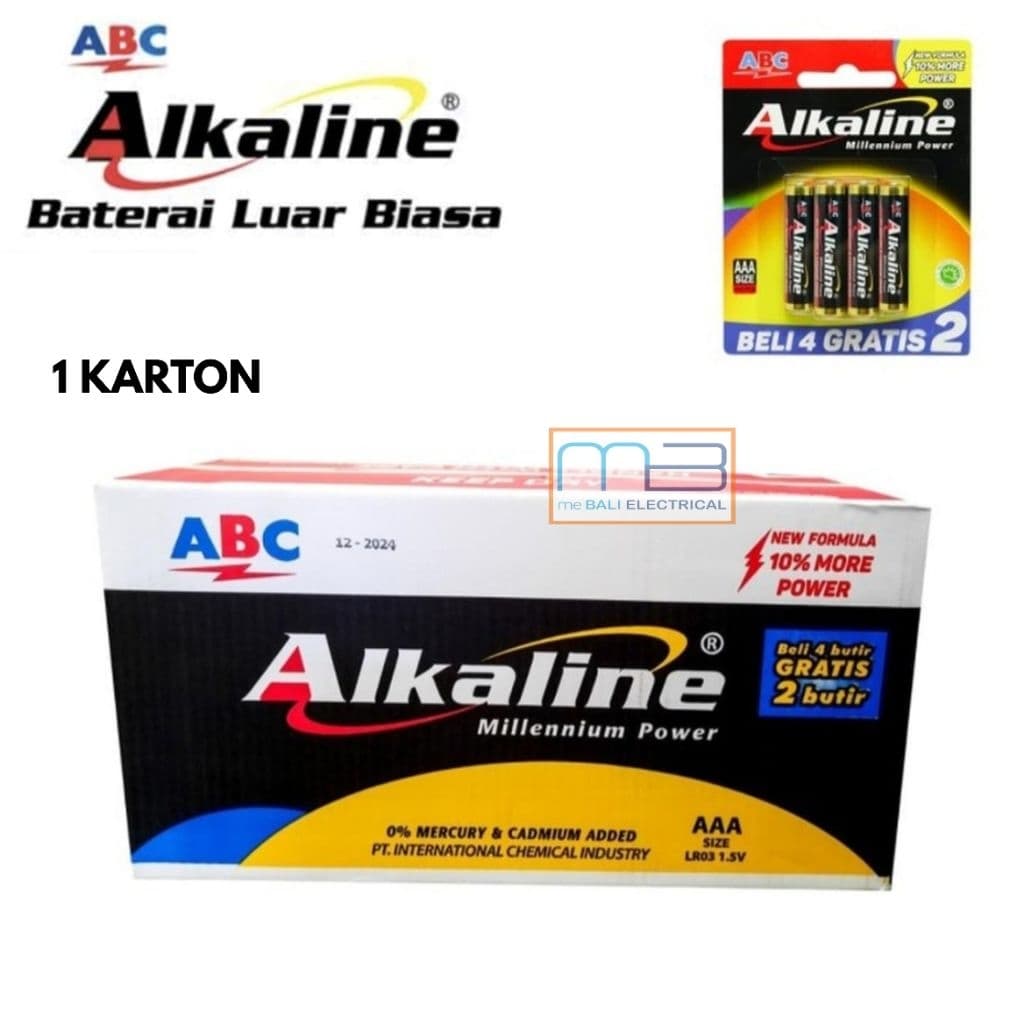 1 Karton Battery ABC Alkaline AAA A3 LR03 Isi 6 72 Hanger