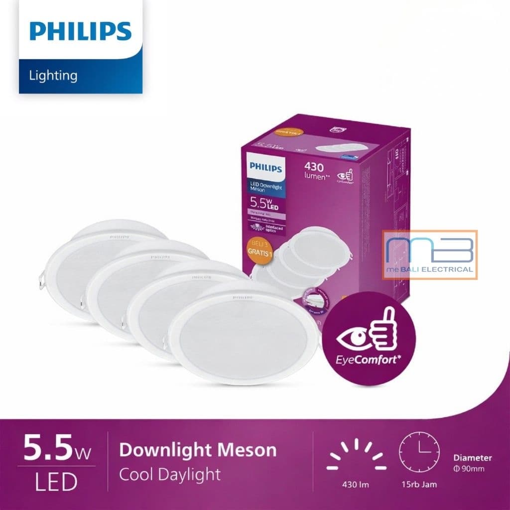 Lampu Philips Downlight Multipack 59447 Meson D90 5.5W 6500K (Cool daylight) & 3000K (Warm White)