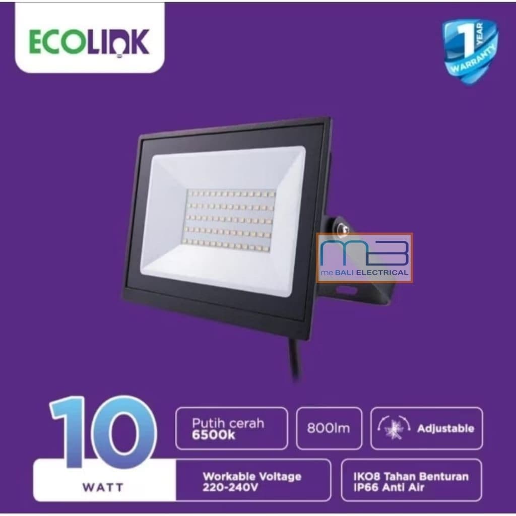 Ecolink Led Lampu Flood Light Sorot Tembak FL007 10W 6500K Cool Daylight Putih