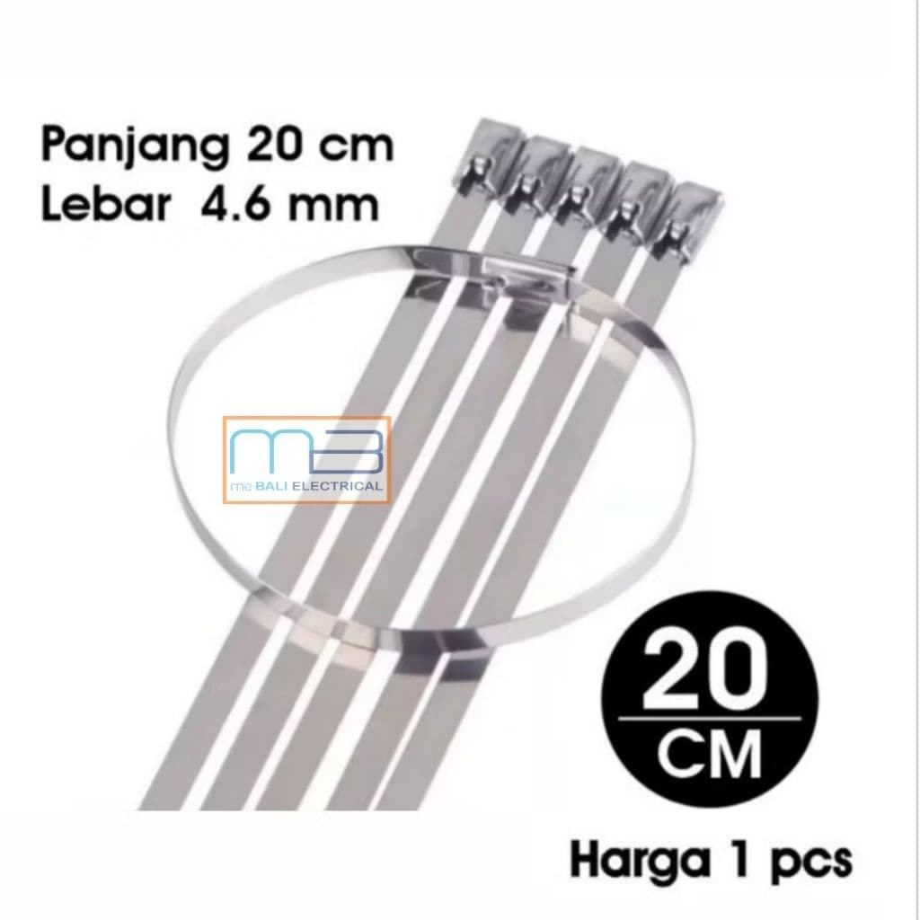 Kabel Ties Stainless 4.6 x 200mm (20cm) Steel Metal Tie Lock Ecer Harga Per 1Biji