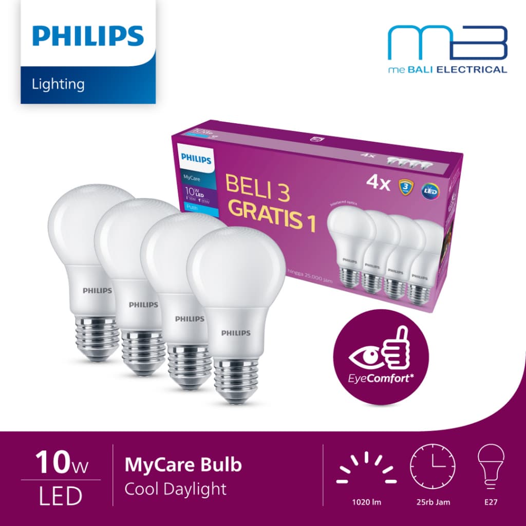 Lampu Philips 10Watt Multipack Bulb MyCare Paket 4Pcs