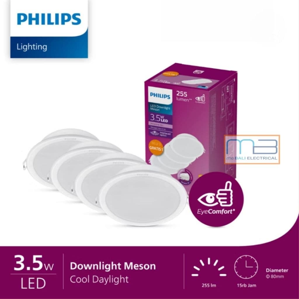 Lampu Philips Downlight Multipack 59441 Meson D80 3.5W 6500K (Cool daylight) & 3000K (Warm White)