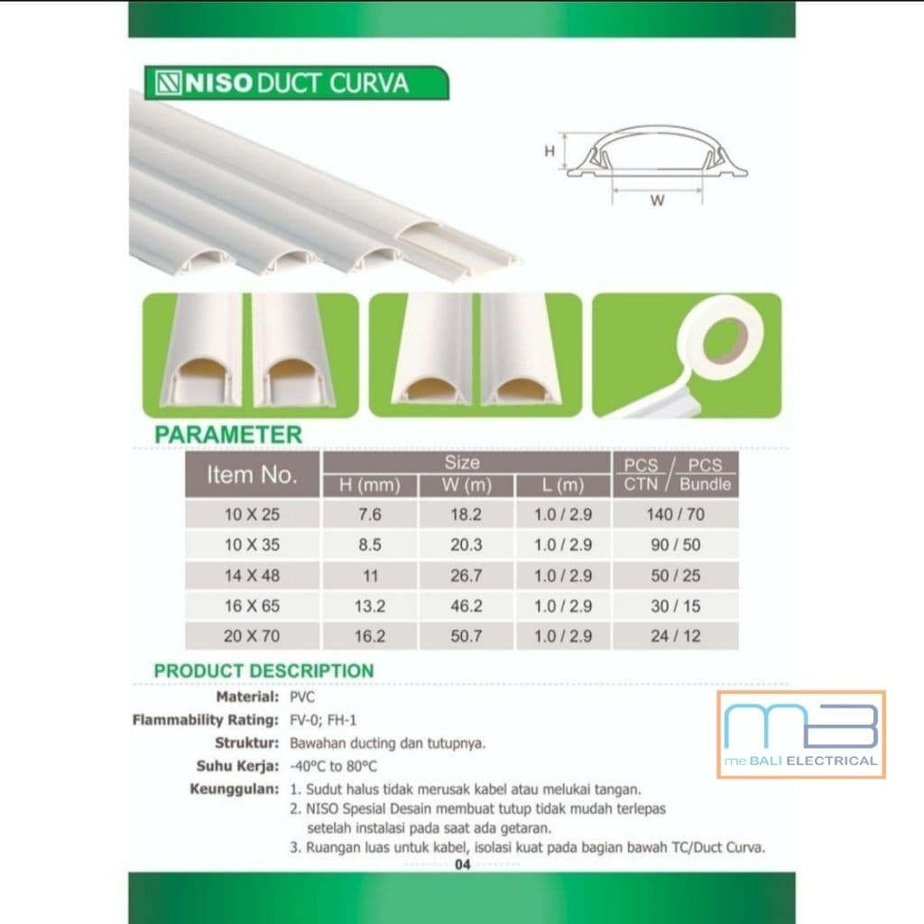 Niso Ducting Floor Curva Pelindung Kabel Lantai Melengkung Oval 10x25, 10x35, 14 x48 Panjang 1Meter